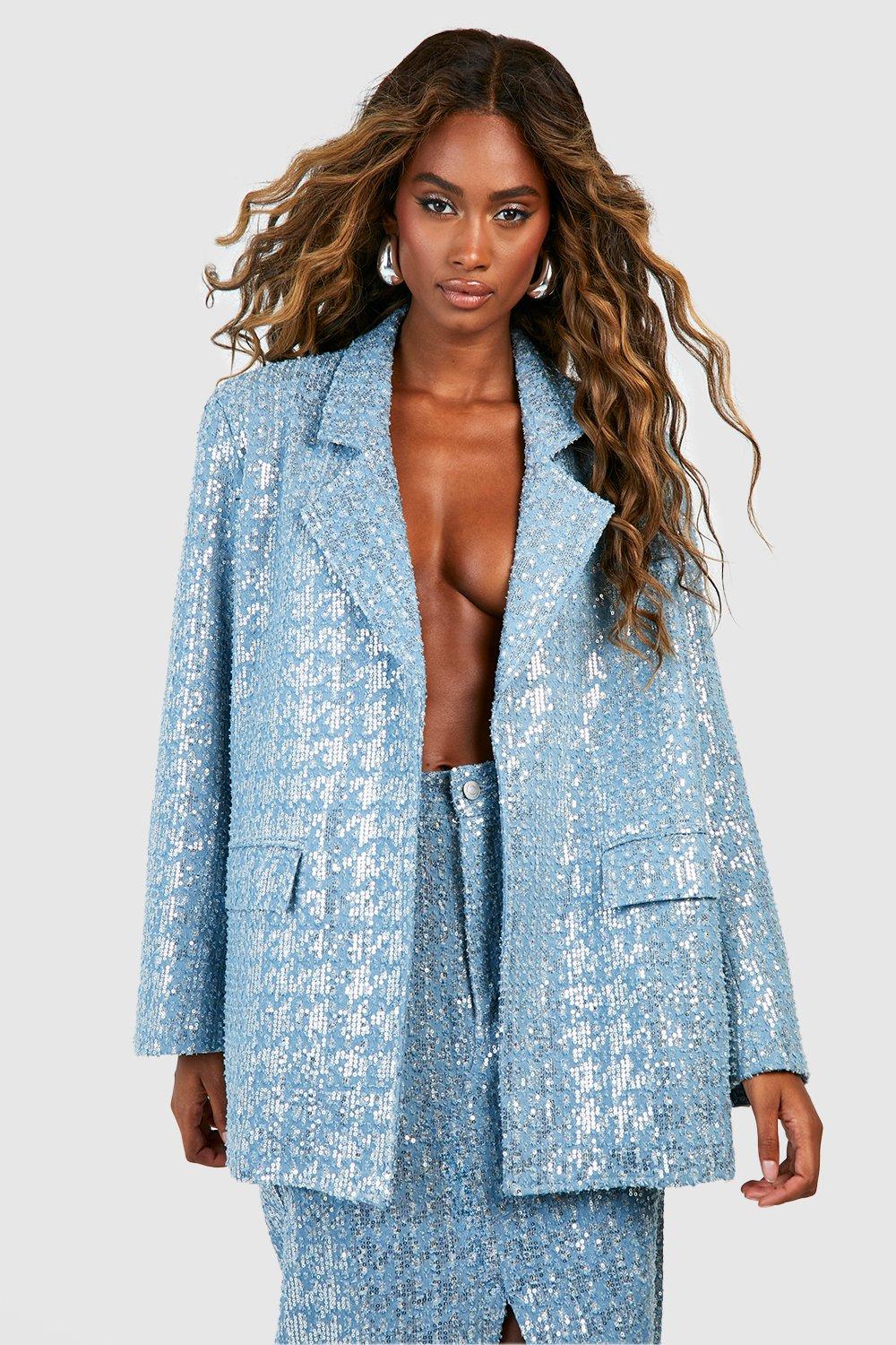 Blue shop sequin blazer